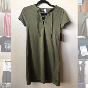 Olive green shirt dress